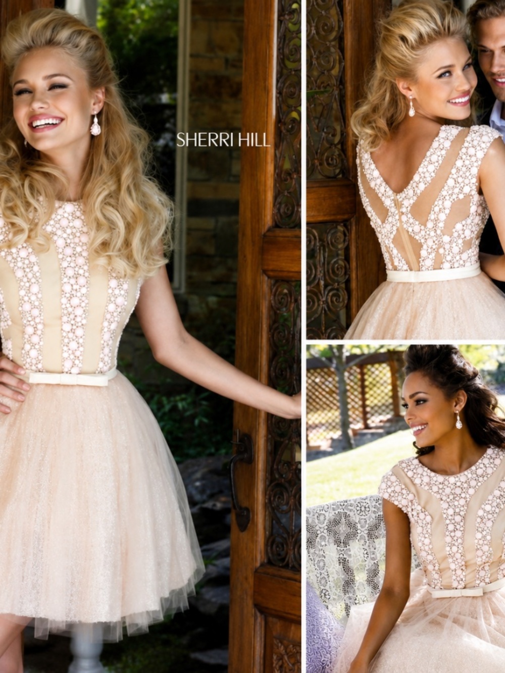 Sherri Hill 4 HOCO Bridal Dress Pearl Beaded Pearl Rhinestone Tulle Formal NWT S